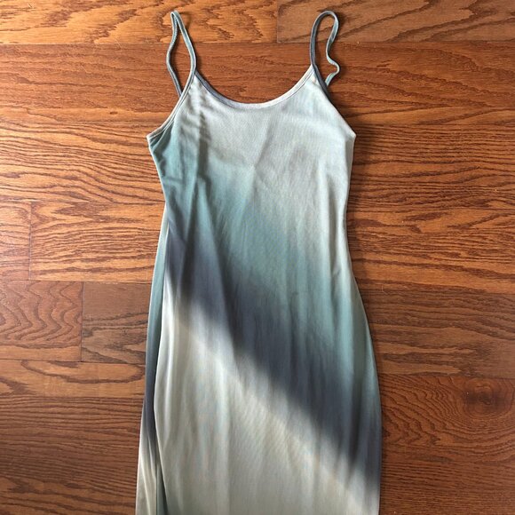 See You Monday Maxi Mesh Lined Bodycon Blue Green Dress Size Small Worn one time - Picture 4 of 12